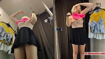 Naked Girl With Big Boobs Try On Haul See Throuh Clothes. Amateur Video In Dressing Room