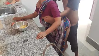 Indian Aunty’s Big Boobs Fucked In Kitchen By Husband